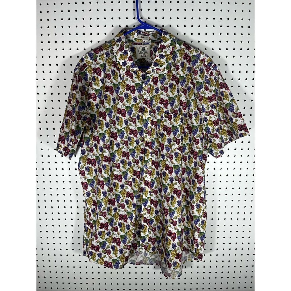 Kennington California grape print button down shirt size XXL